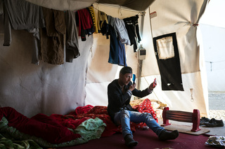 10/02/2016 - Sharya, Iraq: Saadon Dawod lives with his family in two tents of which he shares one with his four brothers. He was able to attend a local school in Sharya village and later that year started to study Pharmakology at Dohuk University. When his study is finished he wants to return to Shingal and work in the only running hospital there.